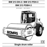 Bomag BW 213 DH-3 / BW 213 PDH-3 / BW 213 PDBH-3 Single Drum Roller Operation & Maintenance Instructions Manual