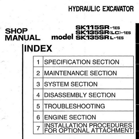Kobelco SK115SR-1ES, SK135SR(LC)-1ES, SK135SRL-1ES Hydraulic Excavator Shop Manual - S5YY0007E