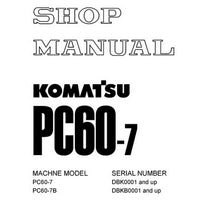 Komatsu PC60-7, PC60-7B Hydraulic Excavator Shop Manual - YEBM200600