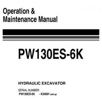 Komatsu PW130ES-6K Hydraulic Excavator Operation & Maintenance Manual (K34001 and up) - UEAM000902