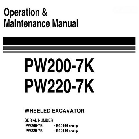 Komatsu PW200-7K, PW220-7K Hydraulic Excavator Operation & Maintenance Manual (K40146 and up) - UEAM003700