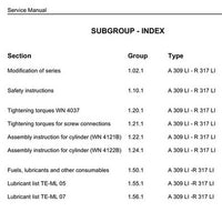 Liebherr A 309 LI - R 317 LI Hydraulic Excavator Service Manual